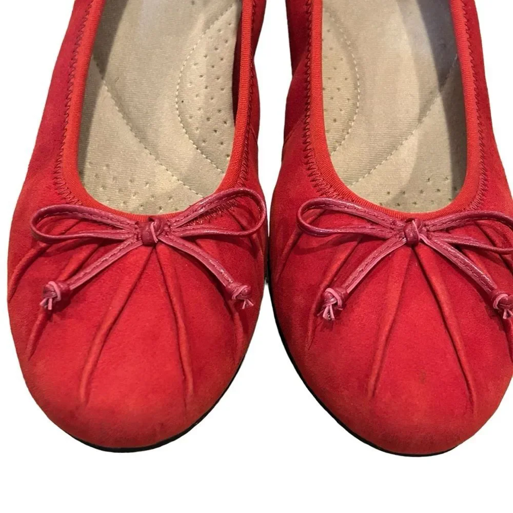 Clarks Red Sara Aster Suede Ballet Flats 7